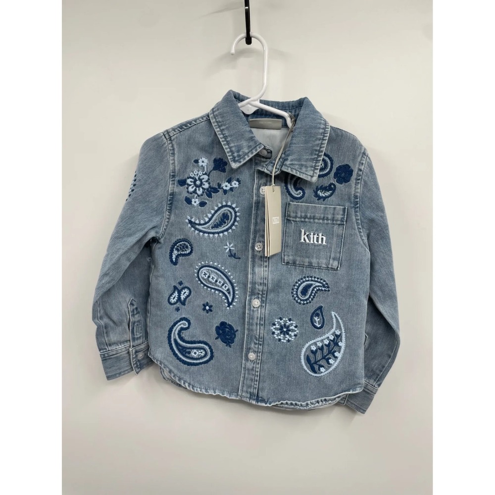 Kith‎ Kids Floral Paisley Embroidered Chambray Shirt 4T Apollo NWT